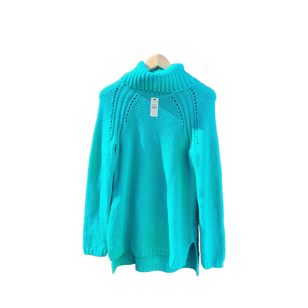Talbots Green NWT Turtleneck Sweater Cable Knit Sz S Lambswool Chunky Stretch